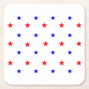 Red and Blue Stars - Starry Himlar Mönster Underlägg Papper Kvadrat
