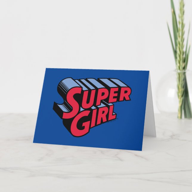 Red and Blue Supergirl Stacks Namn Logotyp Kort (Framsida)