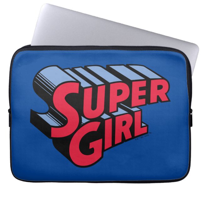 Red and Blue Supergirl Stacks Namn Logotyp Laptop Fodral (Framsidan)