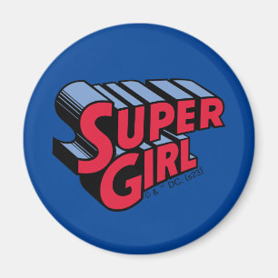 Red and Blue Supergirl Stacks Namn Logotyp Magnet