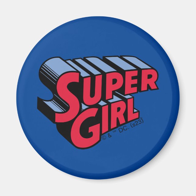 Red and Blue Supergirl Stacks Namn Logotyp Magnet (Framsidan)