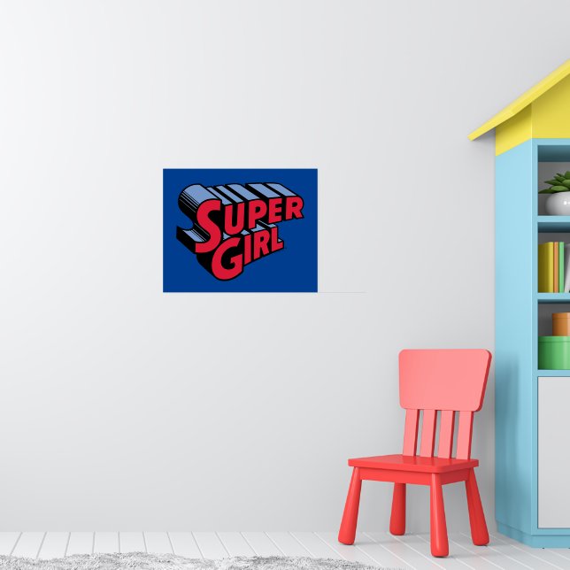 Red and Blue Supergirl Stacks Namn Logotyp Poster (Barnkammare 1)