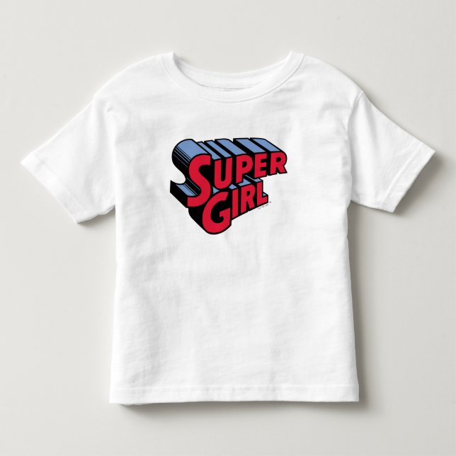 Red and Blue Supergirl Stacks Namn Logotyp T Shirt (Framsida)