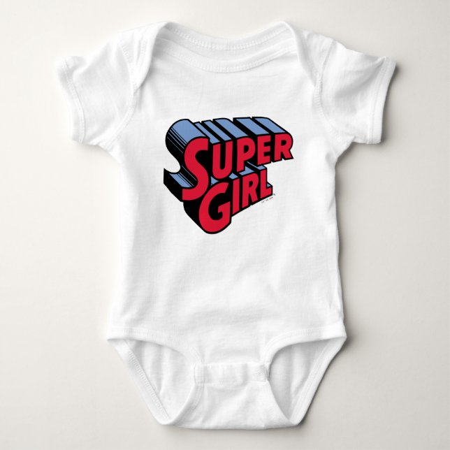 Red and Blue Supergirl Stacks Namn Logotyp T Shirt (Framsida)