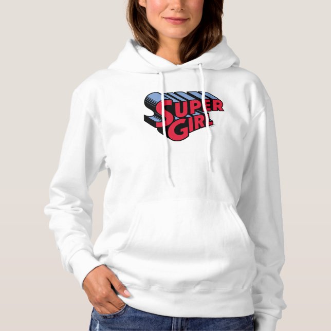 Red and Blue Supergirl Stacks Namn Logotyp T Shirt (Framsida)