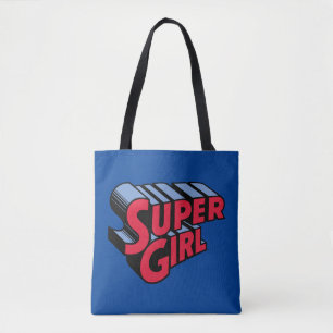 Red and Blue Supergirl Stacks Namn Logotyp Tygkasse