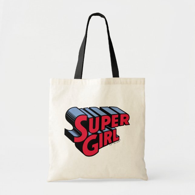 Red and Blue Supergirl Stacks Namn Logotyp Tygkasse (Framsidan)