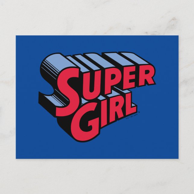 Red and Blue Supergirl Stacks Namn Logotyp Vykort (Framsida)