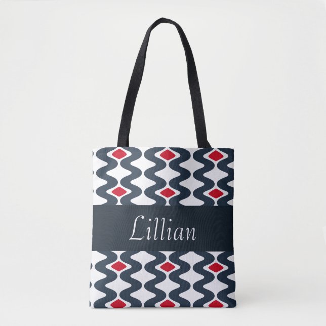 Red and Blue Swirl Tote Tygkasse (Framsida)