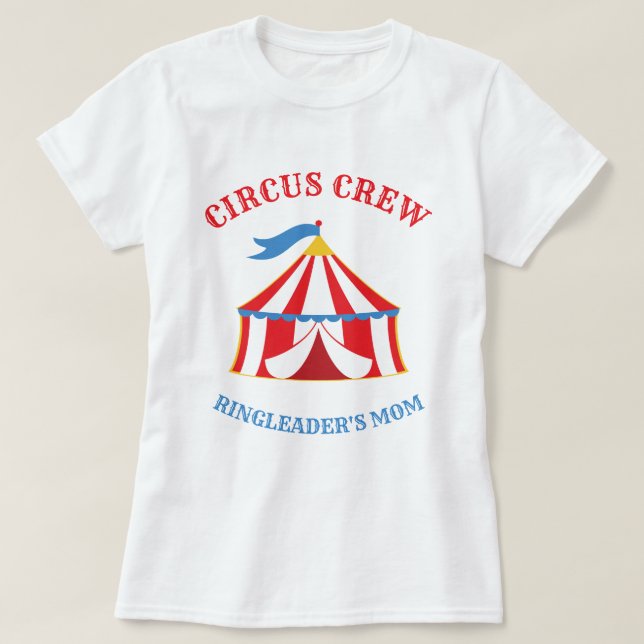 Red and Blue Tält Circus Carnival Birthday T-Shirt (Design framsida)