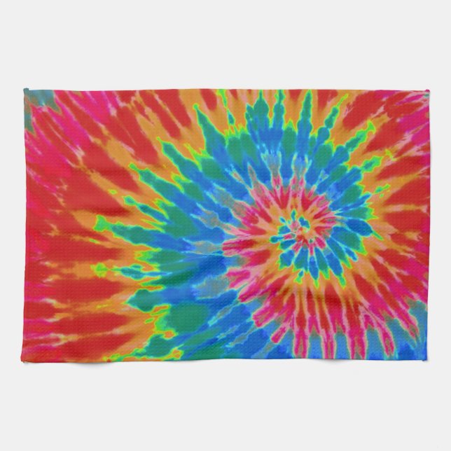 Red and Blue Tie Dye Kitchen Towel Kökshandduk (Horisontell)