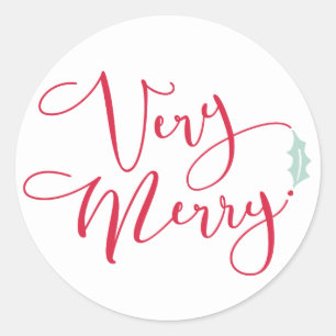 "Red and Blue Väldigt Merry Classic Round Sticker Runt Klistermärke