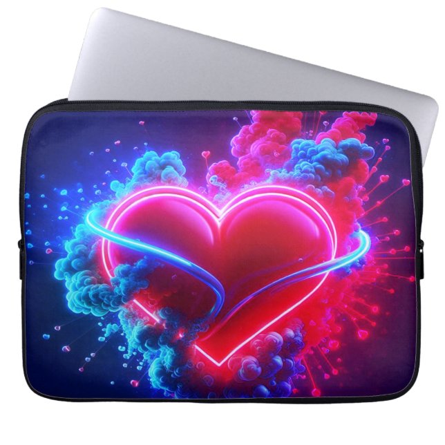 Red and Blue Valentine Heart on an Electronics Bag Laptop Fodral (Framsidan)