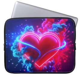 Red and Blue Valentine Heart on an Electronics Bag Laptop Fodral