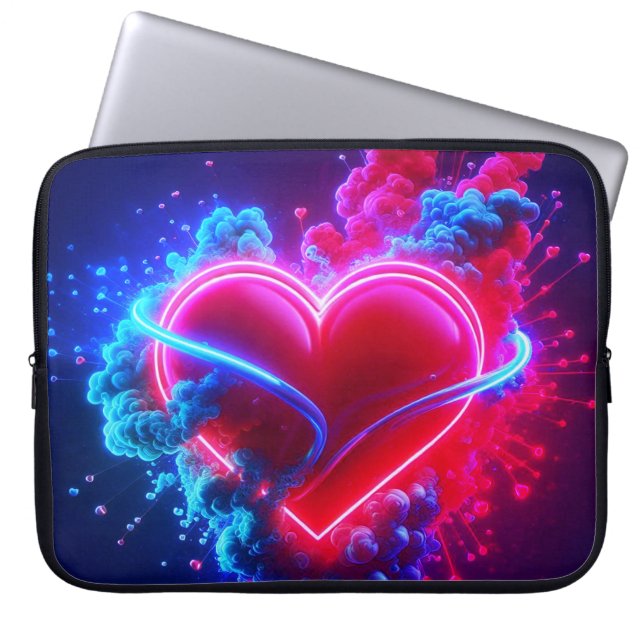Red and Blue Valentine Heart on an Electronics Bag Laptop Fodral (Framsidan)