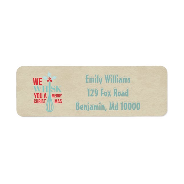 Red and Blue Whisk You a God jul Returadress Etikett (Framsidan)
