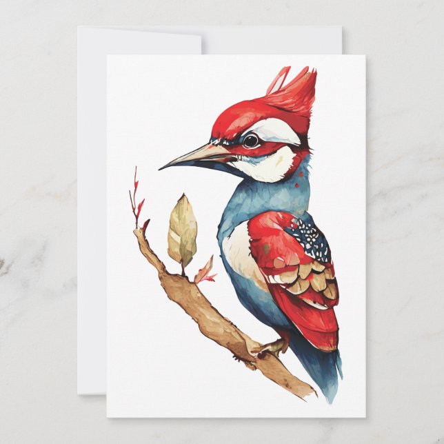 Red and Blue Woodpecker Julkort (Framsida)