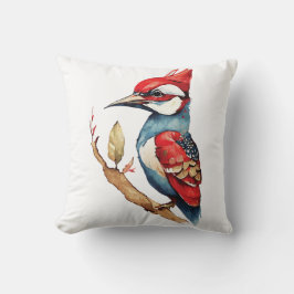 Red and Blue Woodpecker Kudde