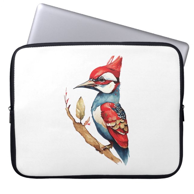 Red and Blue Woodpecker Laptop Fodral (Framsidan)