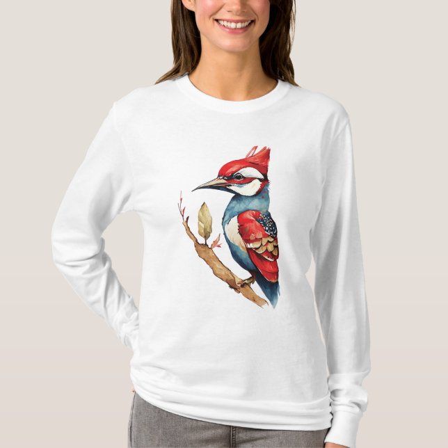 Red and Blue Woodpecker T Shirt (Framsida)