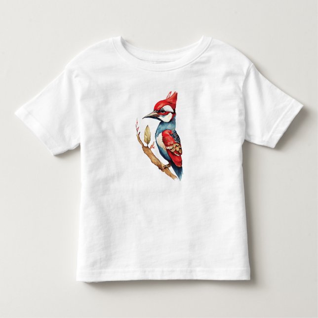 Red and Blue Woodpecker T Shirt (Framsida)
