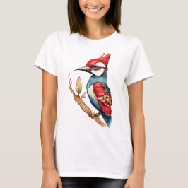 Red and Blue Woodpecker T Shirt