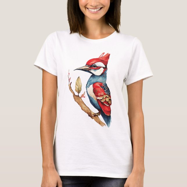 Red and Blue Woodpecker T Shirt (Framsida)