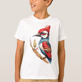 Red and Blue Woodpecker T Shirt