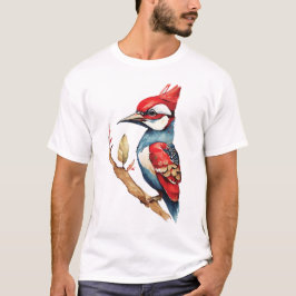 Red and Blue Woodpecker T Shirt