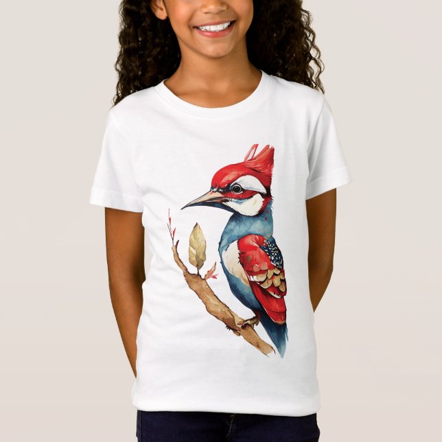 Red and Blue Woodpecker T Shirt (Framsida)