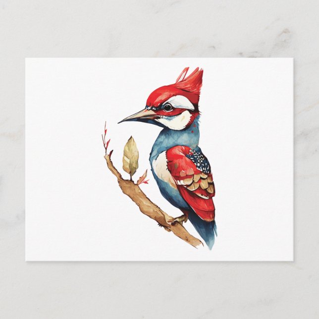 Red and Blue Woodpecker Vykort (Framsida)