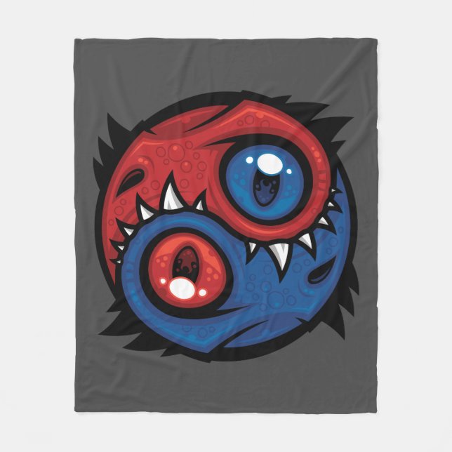 Red and Blue Yin Yang Dragons Fleecefilt (Framsidan)