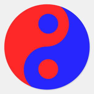 Red and Blue Yin Yang Symbol Runt Klistermärke