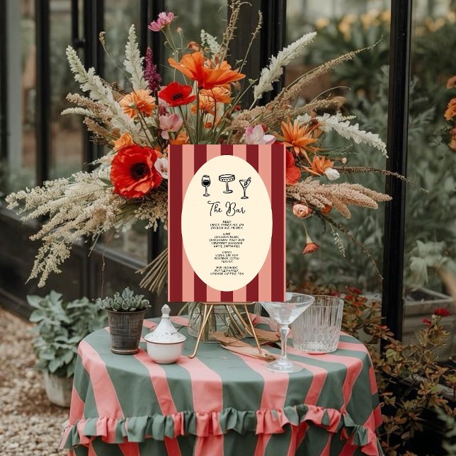 Red and Blush Striped “ The Bar” Sign. Poster (Skapare uppladdad)