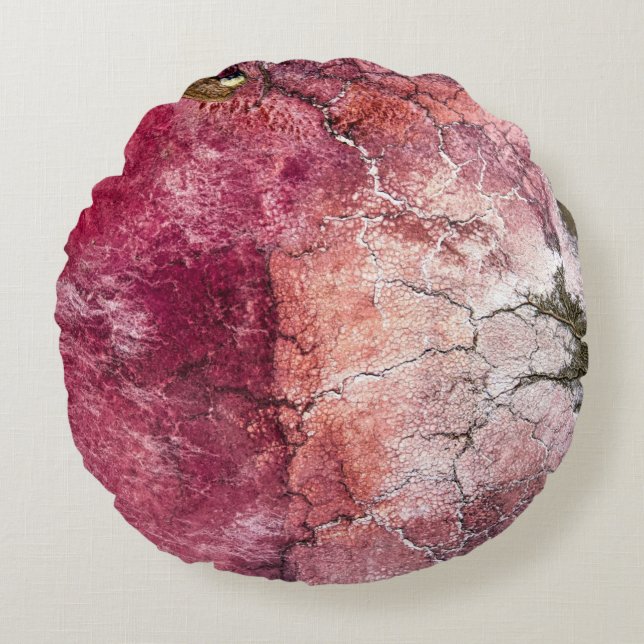 Red and brown abstract painting rund kudde (Framsidan)