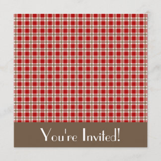 Red and Brown Gingham-inbjudan Inbjudningar