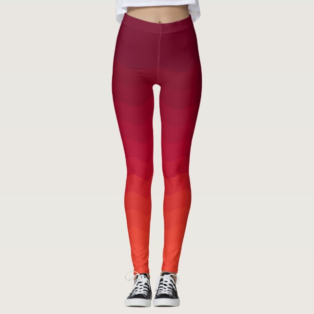 Red and Burgundy Ombre Vinkarare Leggings (Framsida)