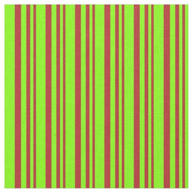 Red and Chartreuse Färgad Lined Mönster Tyg (Närbild)