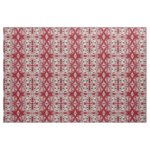 Red and Cream Ansikte Design III Tyg