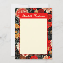 Red and Cream Blommigt 5x7 Lodrät Stationskort