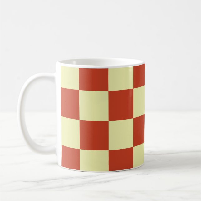 Red and Cream Checkered Kaffemugg (Vänster)