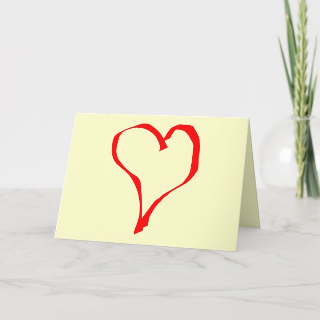 Red and Cream Kärlek Heart Design. Kort (Framsida)