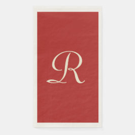 Red and Cream Monogrammed Minimalist Elegant Pappersservett