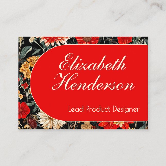 Red and Cream Mörk Blommigt Mighty Telefonkort (Framsida)