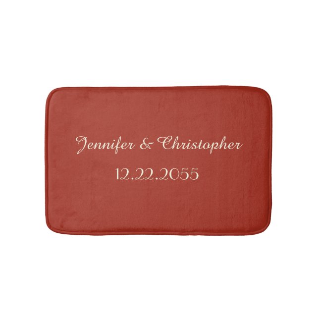 Red and Cream Personlig Plush Bath Mat Badrumsmatta (Framsidan)