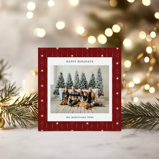 Red and Cream Stars Tapet Photo Helgdag Card Julkort (Skapare uppladdad)