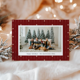 Red and Cream Stars Tapet Photo Helgdag Card Julkort