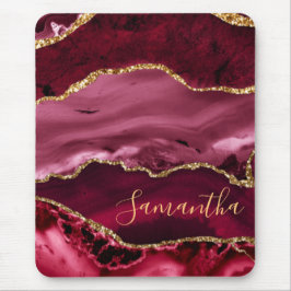 Red and Faux Guld Glitter Marble Agate Musmatta