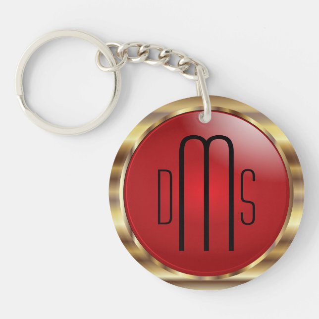 Red and Faux Metallic Guld med Monogram (Framsidan)
