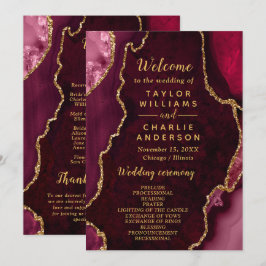 Red and Gold Agate Wedding Program